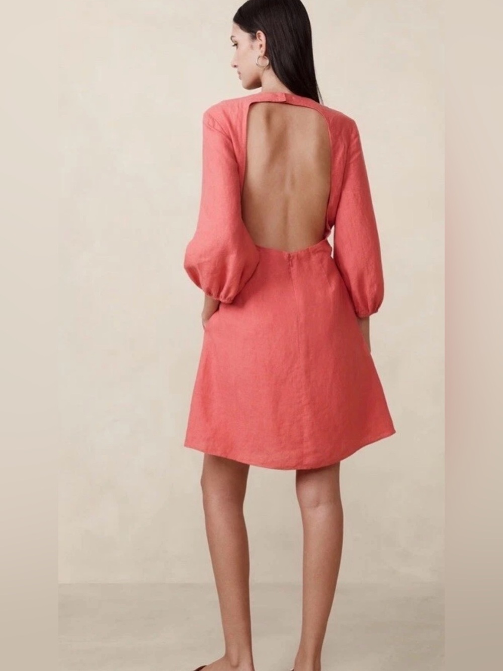 Banana Republic LISA OPEN-BACK LINEN DRESS Size 16